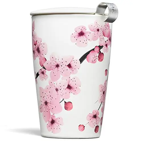 仅限Prime会员！Tea Forté 双层陶瓷 保温樱花杯，带茶滤