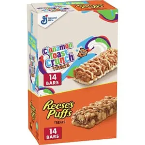 General Mills Reese's Puffs & Cinnamon Toast Crunch 28-Count Breakfast Bar Variety Pack