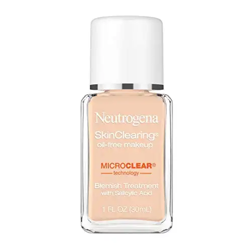 Neutrogena SkinClearing Oil-Free Acne and Blemish Fighting Liquid Foundation with .5% Salicylic Acid Acne Medicine, Shine Controlling Makeup for Acne Prone Skin, 40 Nude, 1 fl. oz