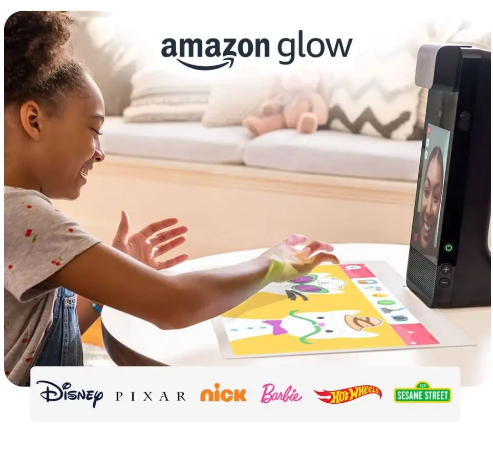 返校日好价！专为儿童定制！Amazon Glow让你和孩子一起学习、玩耍、阅读、创造，带19" 投影和 8" 高清触摸屏