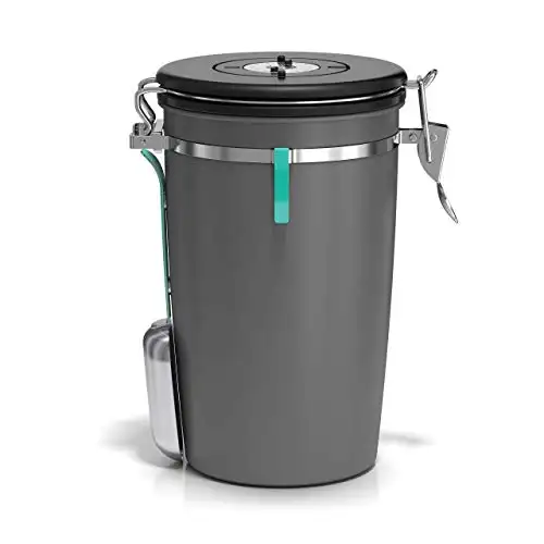 Coffee Gator Coffee Canister – 64floz Airtight Coffee Storage Container for Ground Beans - Magnetic Scoop Included - Large, Grey, List Price is