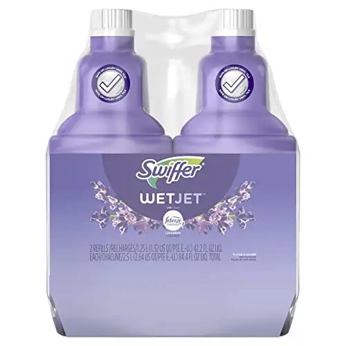 Swiffer WetJet Multi-Purpose Floor Cleaner Solution with Febreze Refill, Lavender Vanilla and Comfort Scent, 1.25 Liter (Pack of 2), Now