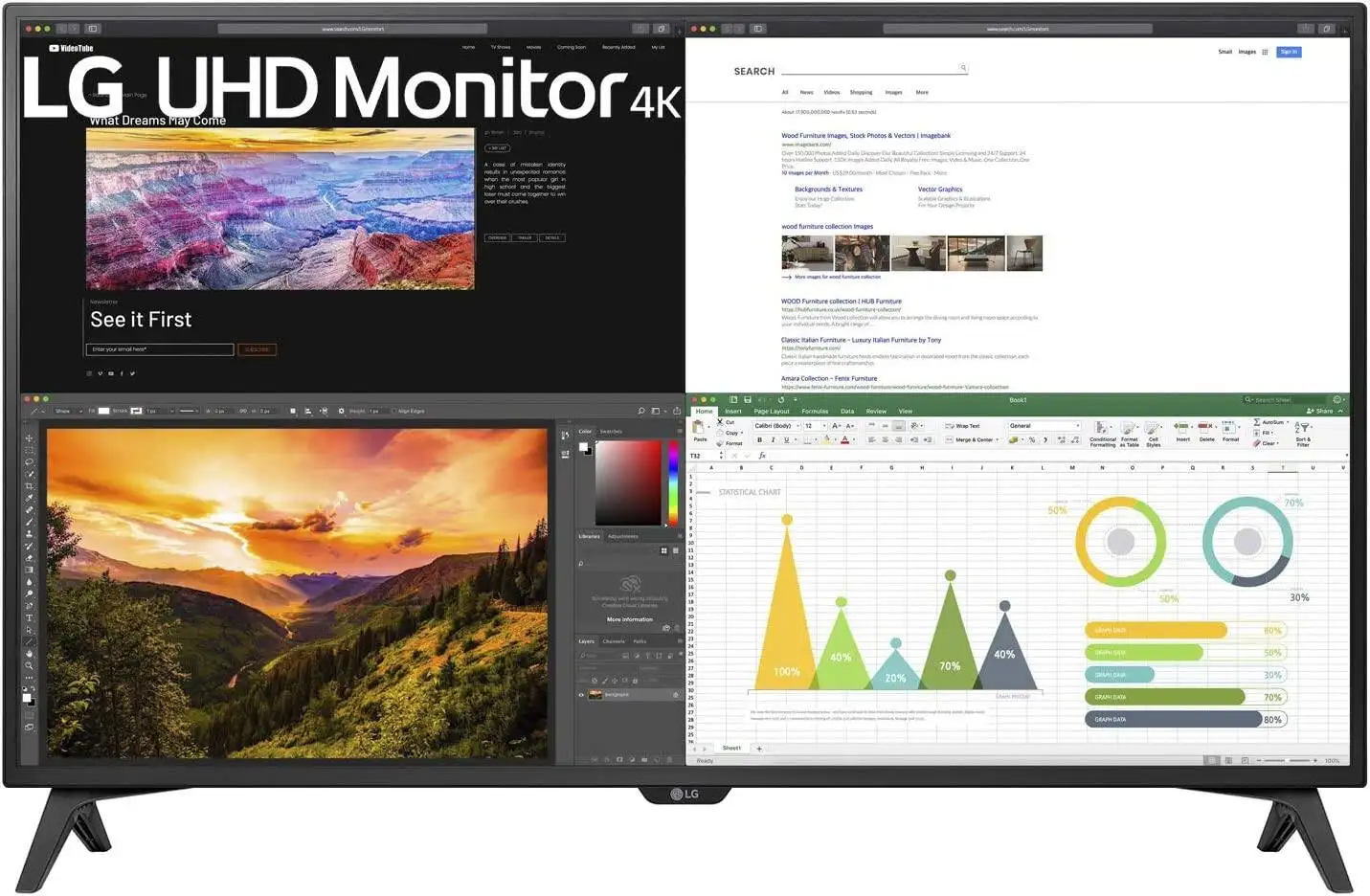 43" LG 43UN700T-B 4K UHD 3840x2160 IPS USB-C HDR 10 Monitor