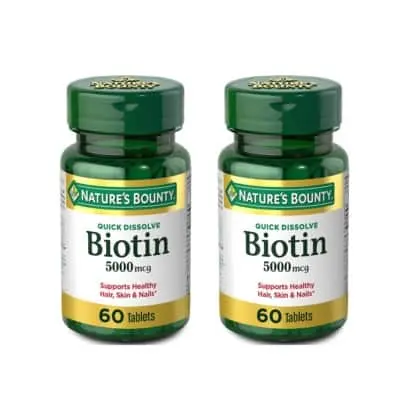60-Count Nature's Bounty 5000-mcg Biotin Vitamin Supplement Tablets
      
              EXPIRED