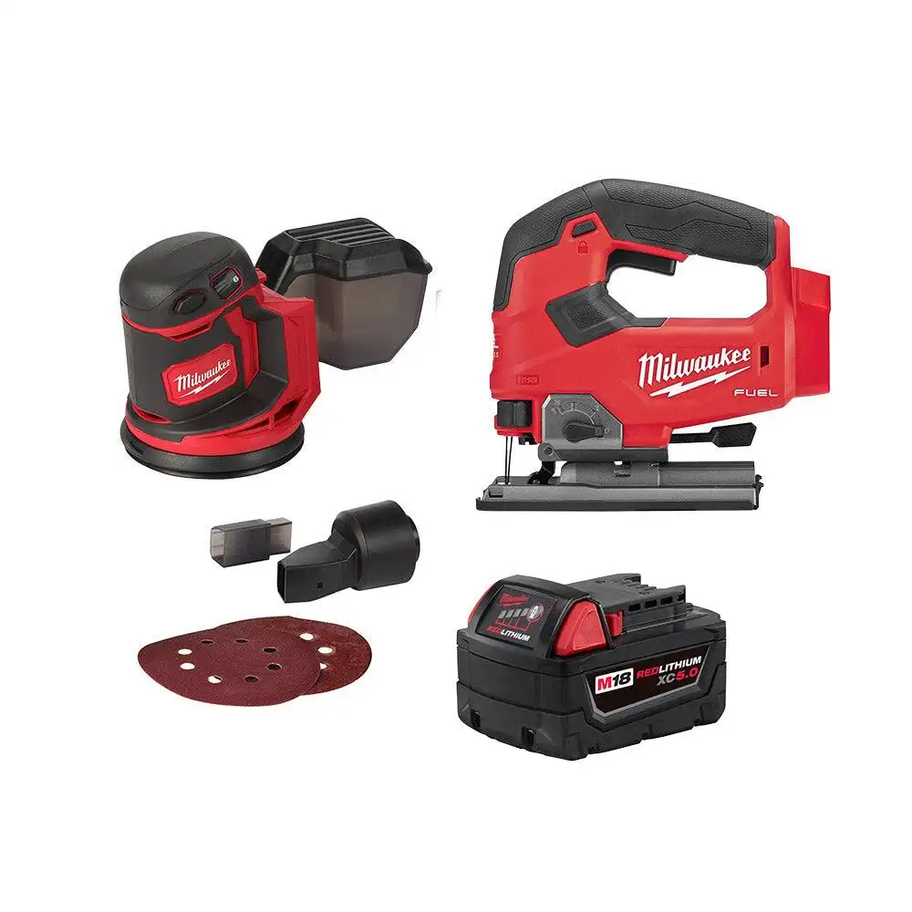 Milwaukee 2648-JB M18 18V Cordless Sander / Jig Saw w/ 5.0 Ah Battery