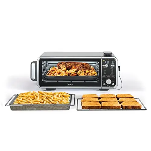 Ninja SP351 Foodi Smart 13-in-1 Dual Heat Air Fry Countertop Oven, Dehydrate, Reheat, Smart Thermometer, 1800-watts, Silver, List Price is