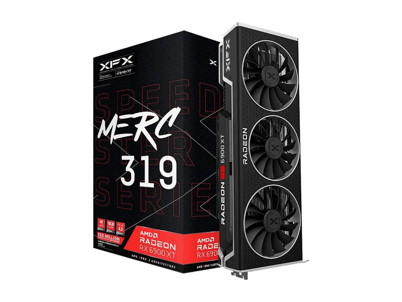 XFX SPEEDSTER MERC319 AMD Radeon RX 6900 XT LIMITED BLACK Gaming Graphics Card with 16GB GDDR6, AMD RDNA 2, RX-69XTACSD9