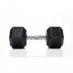 Tru Grit Fitness 35lb Black Rubber Hex Dumbbell