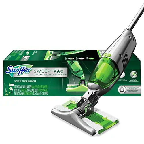 Swiffer Sweep and Vac Vacuum Cleaner for Floor Cleaning, Includes: 1 Rechargable Vacuum, 8 Dry Pads, 1 Charger