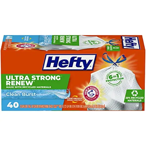 史低价！Hefty 超结实 13加仑 厨用垃圾袋，40个