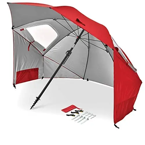 Sport-Brella Premiere UPF 50+ Umbrella Shelter for Sun and Rain Protection (8-Foot, Red), List Price is