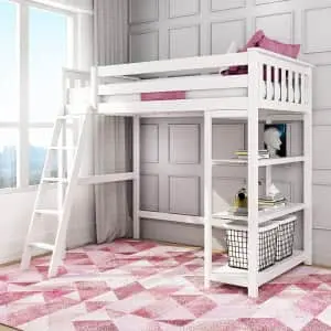 Max & Lily High Loft Bed w/ Bookcase