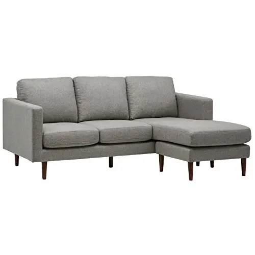 Amazon Brand – Rivet Revolve Modern Upholstered Sofa with Reversible Sectional Chaise, 80"W, Grey Weave, List Price is