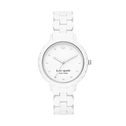 Kate Spade New York Women's Morningside Quartz Silicone Three-Hand Watch, Color: White/Silver (Model: KSW1608), List Price is