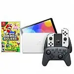 Nintendo Switch OLED Console + Super Mario Bros U Deluxe + Pro Controller