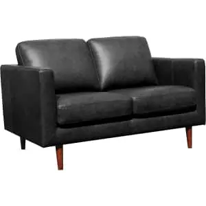 Rivet Revolve Modern Leather Loveseat Sofa