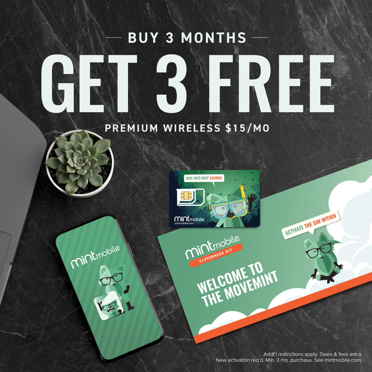 New Mint Mobile Customers Only: Buy 3-Months Service & Get 3-Months Service