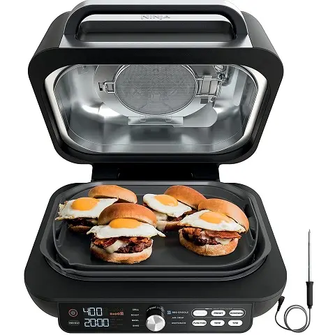 Ninja IG651 Foodi Smart XL Pro 7-in-1 Indoor Grill/Griddle Combo, use Opened or Closed, with Griddle, Air Fry, Dehydrate & More, Pro Power Grate, Flat Top Griddle, Crisper, Smart Thermometer, 239.99 