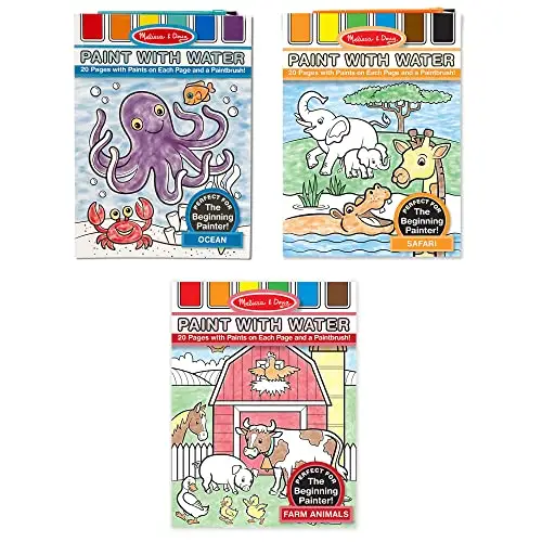 3-Pack Melissa & Doug Kid's Paint with Water Activity Books (Farm, Ocean Safari)
