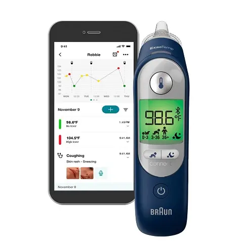 Braun ThermoScan 7 Connect– Digital Ear Thermometer for Adults, Babies, Toddlers and Kids – Fast, Gentle, and Accurate Results, Bluetooth