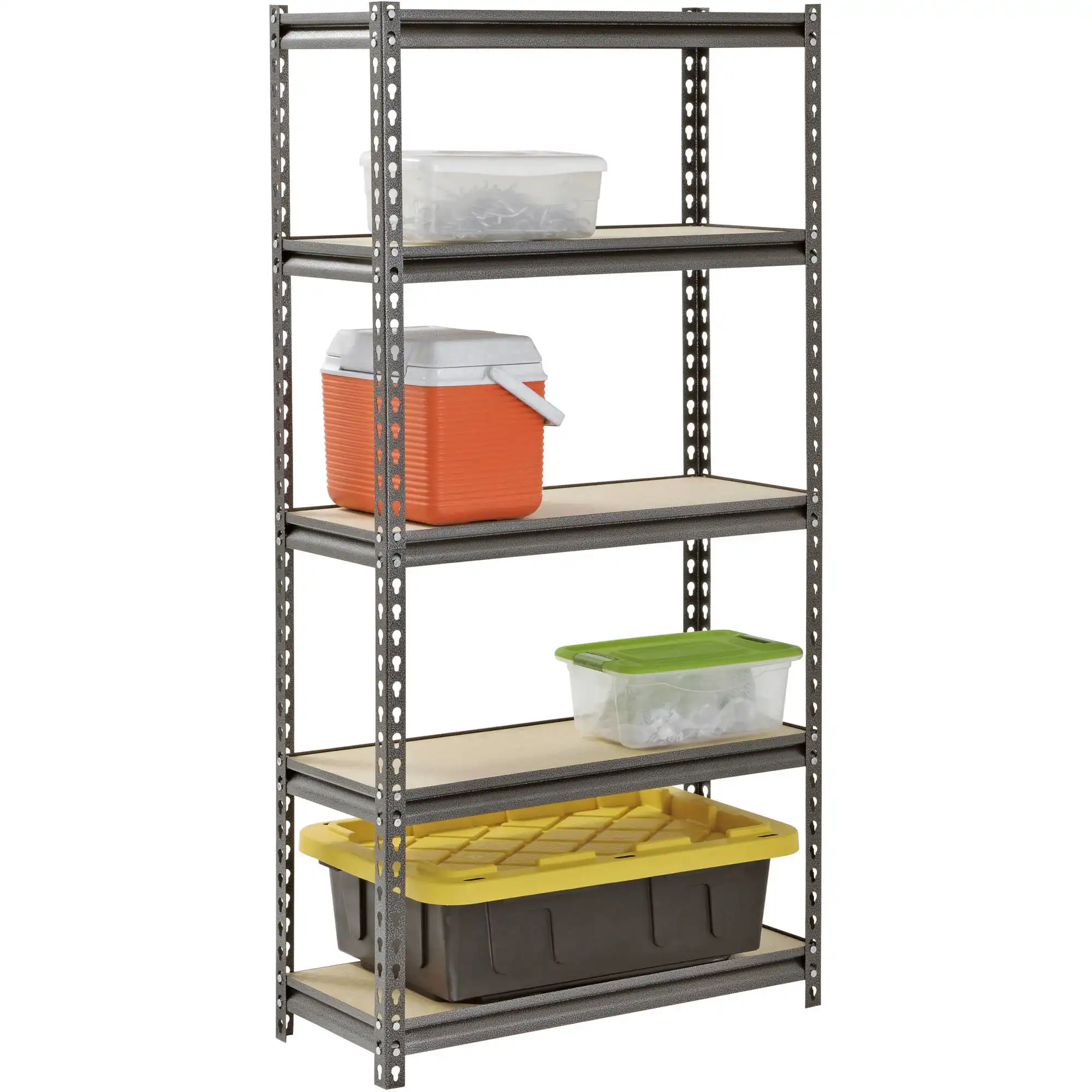 5-Shelf Muscle Rack Steel Freestanding Shelves (30"W x 12"D x 60"H, Silver)