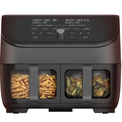 Instant Vortex Plus XL 8-quart Dual Basket Air Fryer Oven, From the Makers of Instant Pot, 2 Independent Frying Baskets, ClearCook Windows, App with over 100 Recipes