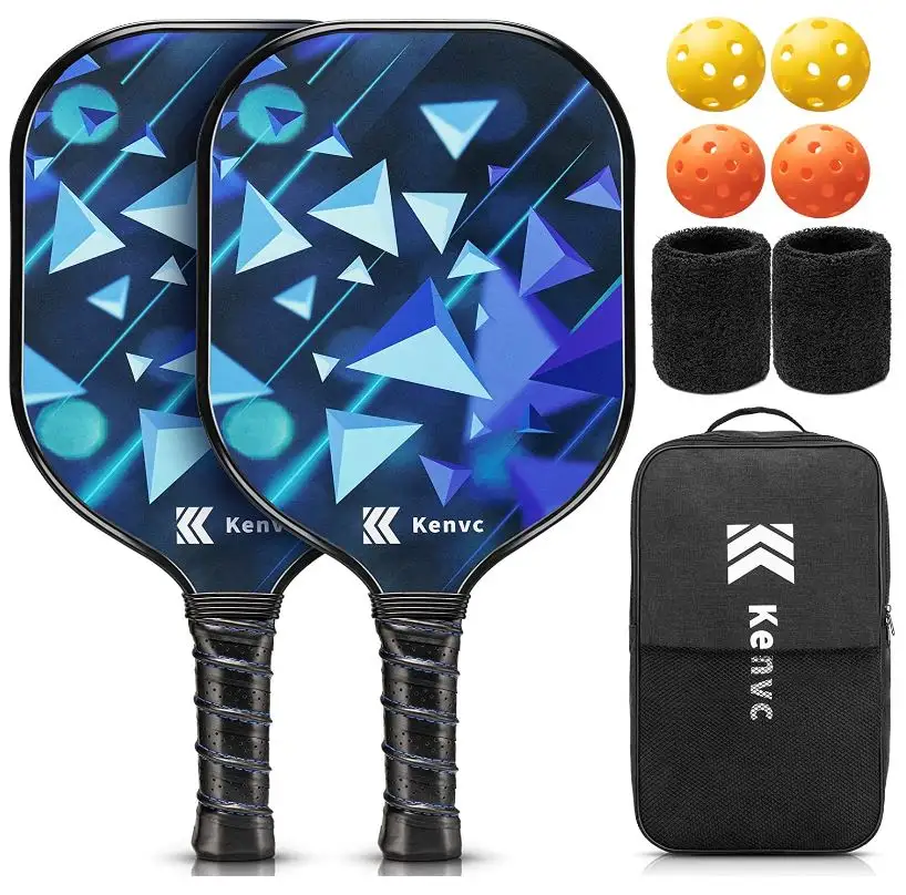 黑五特价！Kenvc Pickleball 球拍套装，带2个石墨球拍，4个球，2个腕带和1个手提包，使用折扣码后仅售