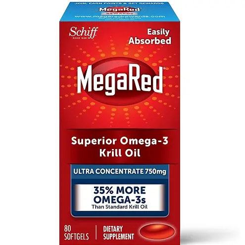 MegaRed Krill Oil 750mg Omega 3 Supplement with EPA, DHA, Astaxanthin & Phopholipids, Supports Heart, Brain, Joint and Eye Health, No Fish Oil Aftertaste - 80 Softgels (80 servings)