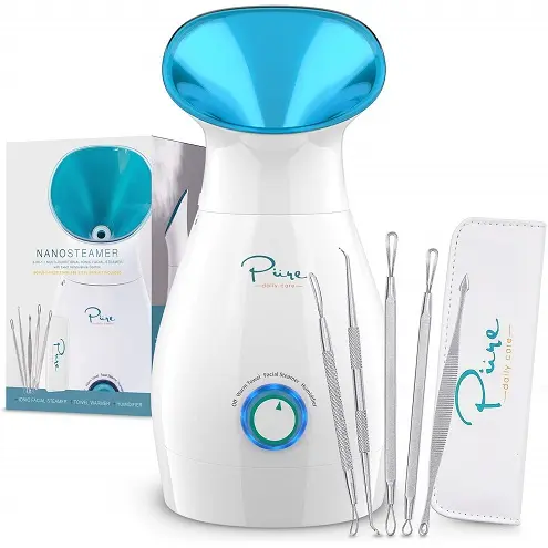 NanoSteamer Large 3-in-1 Nano Ionic Facial Steamer with Precise Temp Control - 30 Min Steam Time - Humidifier - Unclogs Pores - Blackhead