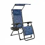 Bliss Hammocks 26" Wide Zero Gravity Chair w/ Adjustable Canopy, Drink Tray & Pillow