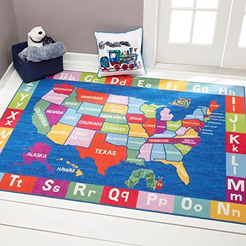 史低价！Eric Carle 美国地图 图案 地毯，35" x 51"