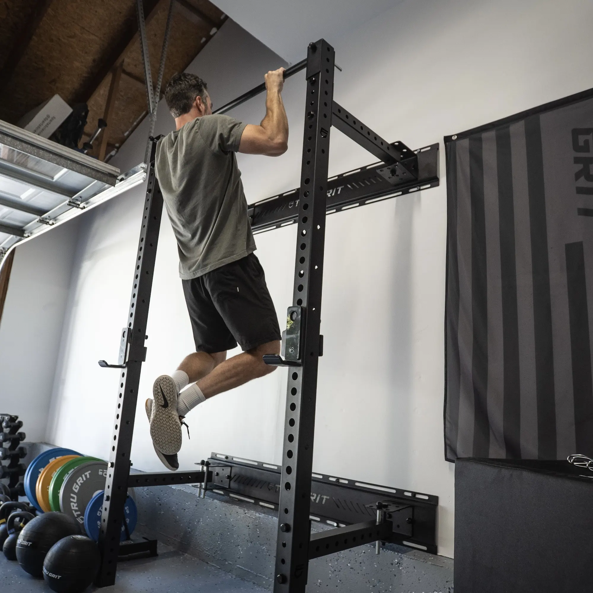 Tru Grit Fitness Wall Mount Foldable Weight Power Rack