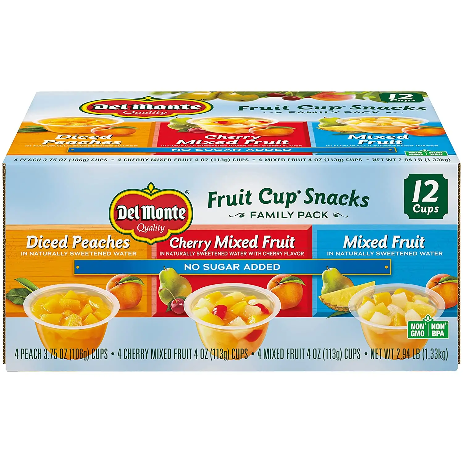 12-Pack 4-Oz Del Monte Diced Peaches Fruit Cups (in 100% Fruit Juice)