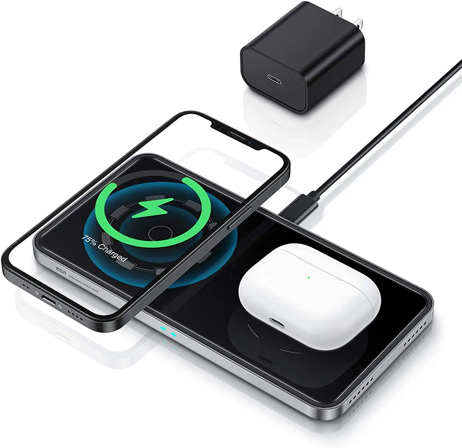 2 Pack 3 ft ESR USB-C to Lightning Cable $7, 2-in-1 HaloLock Magnetic Wireless Charging Station for iPhone 12 series $7 & More + Free Shipping w/ Prime or on orders $25+