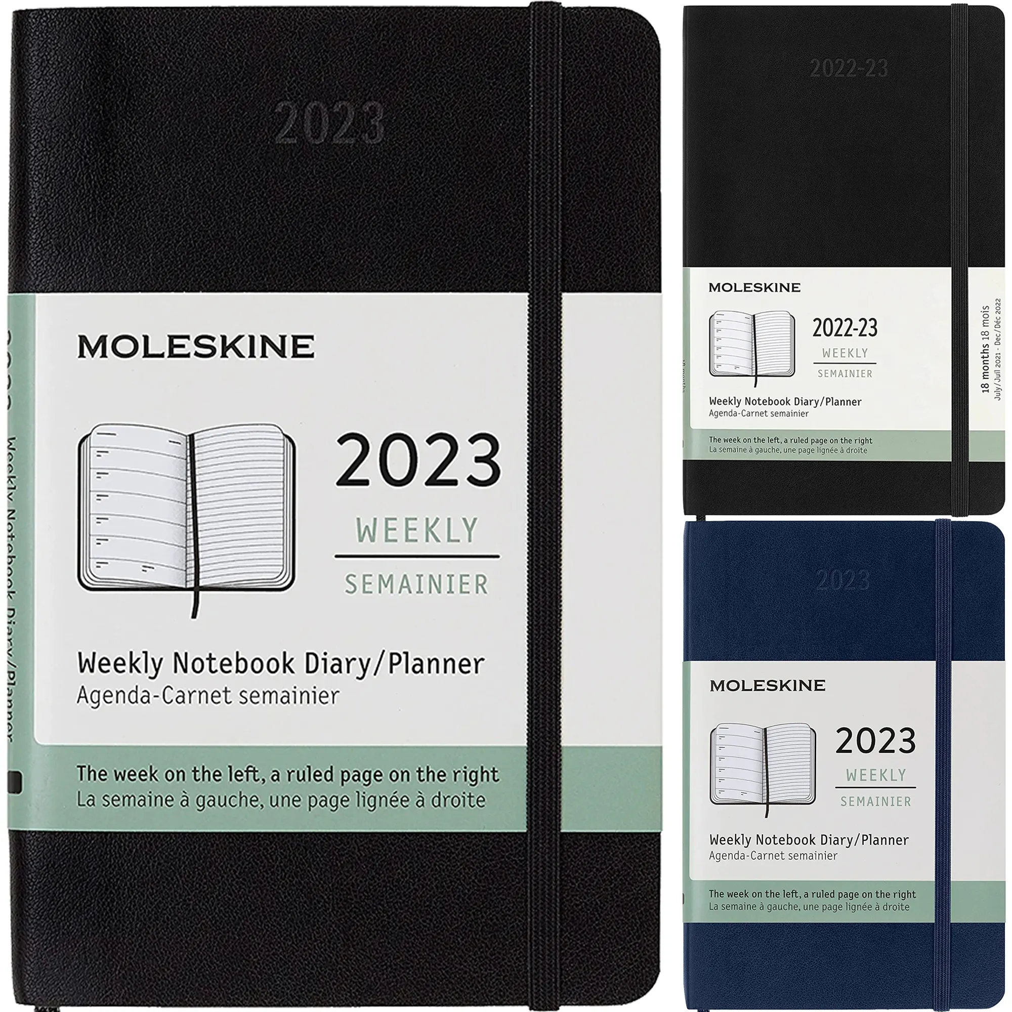 Moleskine 2023 Weekly Planners: 12-Month Large $12.50, 12-Month Pocket
