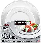50-Count Kirkland Signature Elegant Plastic Plates Premium Heavy Weight Size (7.5"/10.25")