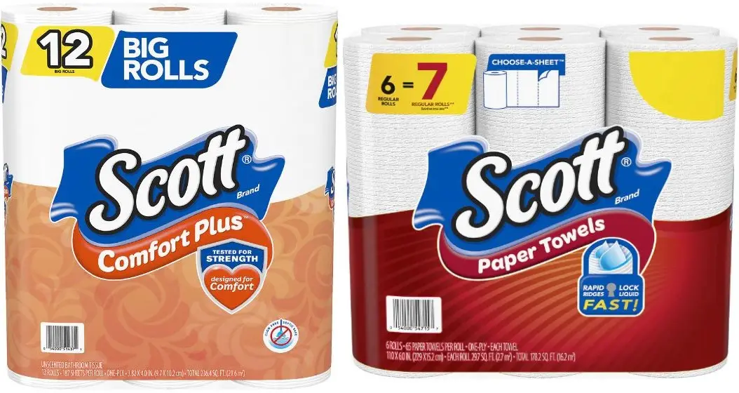 Scott: 6-Pk Choose-A-Sheet Paper Towels + 12-Pk ComfortPlus Big Rolls Toilet Paper