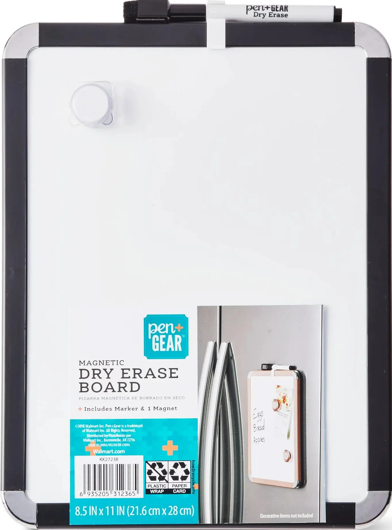 Pen + Gear 8.5" x 11" Magnetic Dry Erase Board (Black)