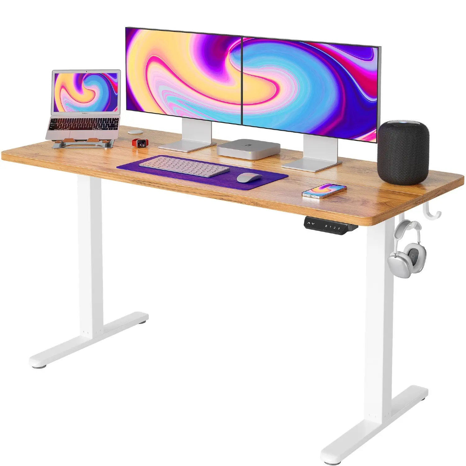 55" Fezibo Adjustable Height Electric Standing Desk (Maple)