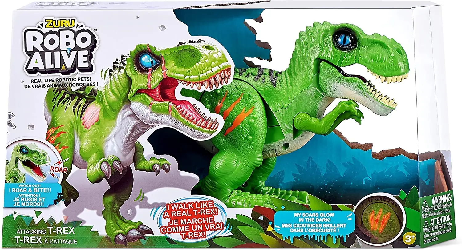 ZURU Robo Alive Attacking T-Rex Battery-Powered Robotic Toy (Green/Grey)