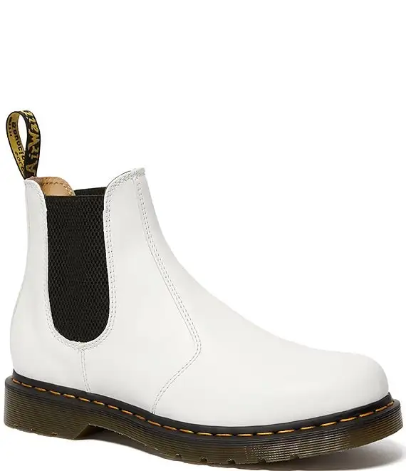 Dr. Martens Women's Smooth Leather Chelsea Booties (White, 6M to 10M)