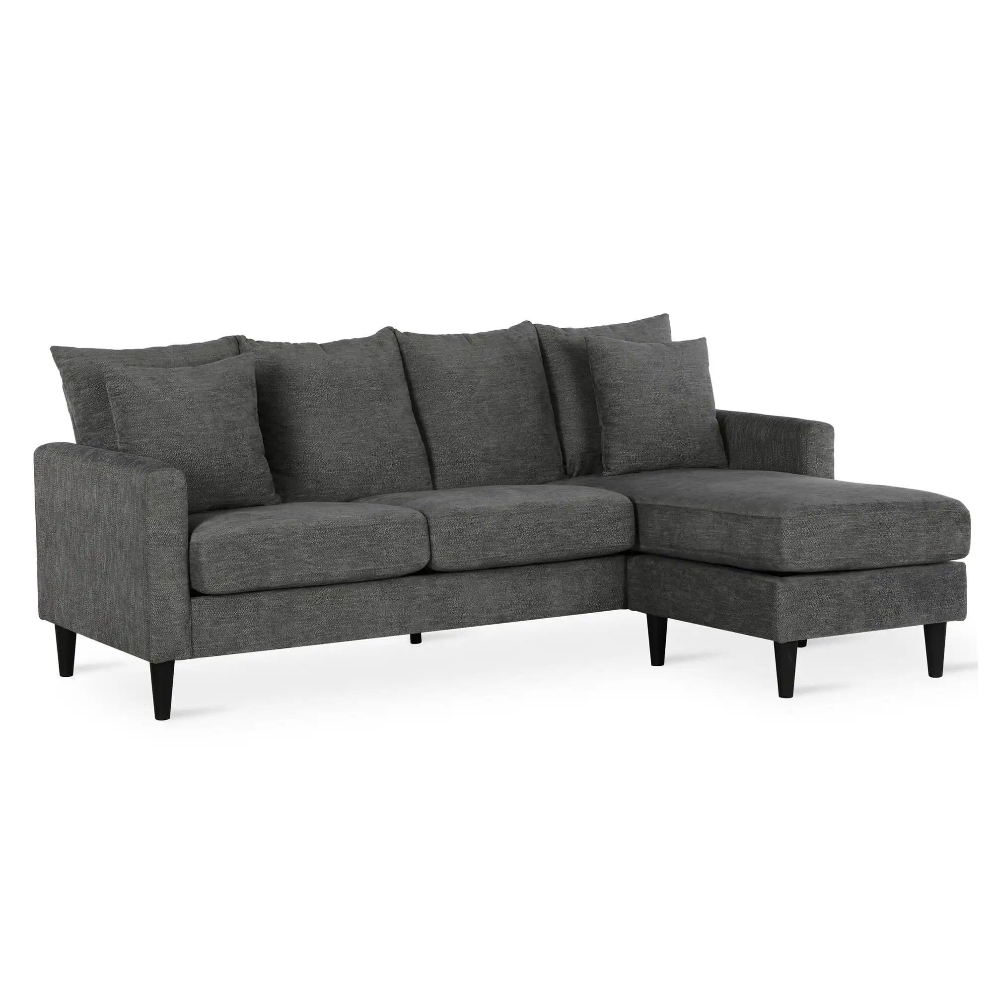 DHP Keaton Reversible Sectional with Pillows (Gray)