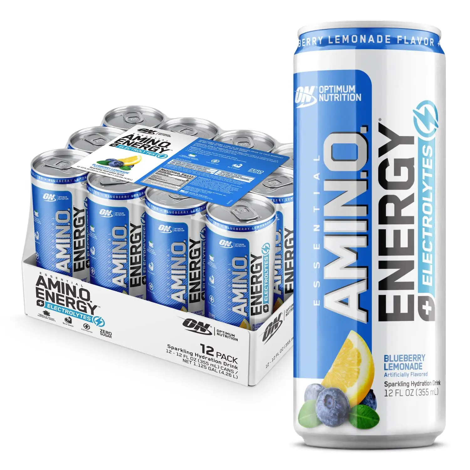 12-Ct 12-Oz Optimum Nutrition Amino Energy Sparkling Drink (Blueberry Lemonade)