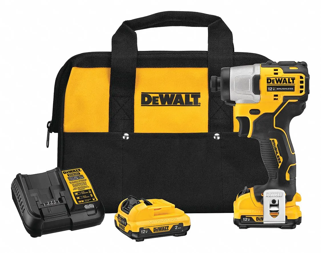 DeWALT 12V MAX Brushless Cordless 1/4" Impact Driver Kit w/ 2x 2Ah Batteries