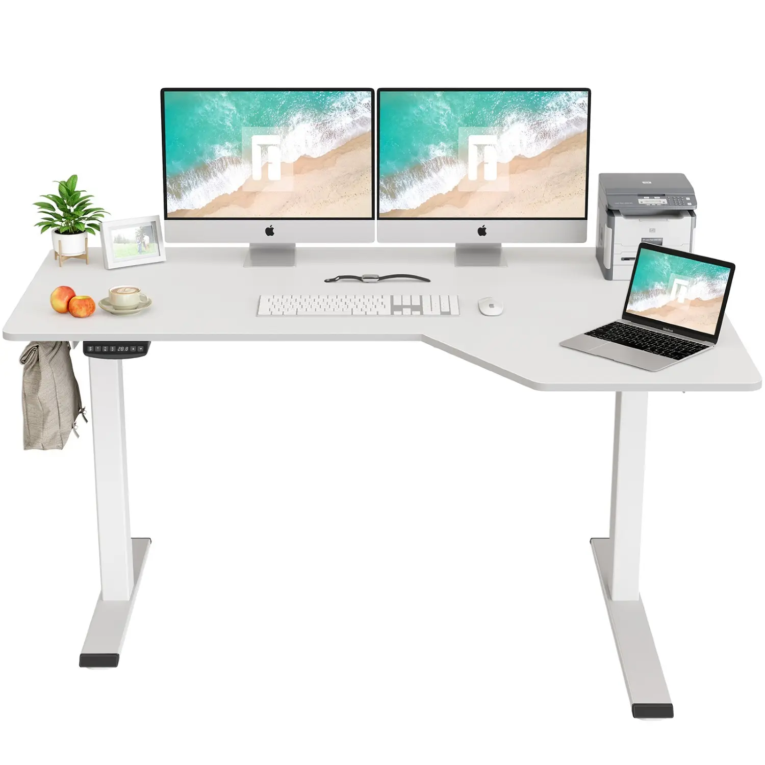 55" FEZIBO Reversible L-Shaped Electric Standing Desk (White or Black) $270 +Free Shipping