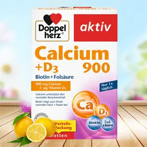 Doppelherz 双心 叶酸钙维生素D3活性钙片 80片 中老年成人孕妇补钙预防骨质疏松