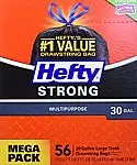 56-Count of 30 Gallon Hefty Strong Large Black Trash Bags
