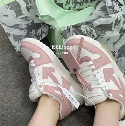 Off-White Out Of Office 粉白拼色‬箭头运动鞋