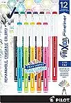 12 Count PILOT Pen 11452 FriXion Fineliner Erasable Marker Pens