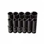 11-Piece Arcan Tools 1/2" Drive Deep Metric Impact Socket Set